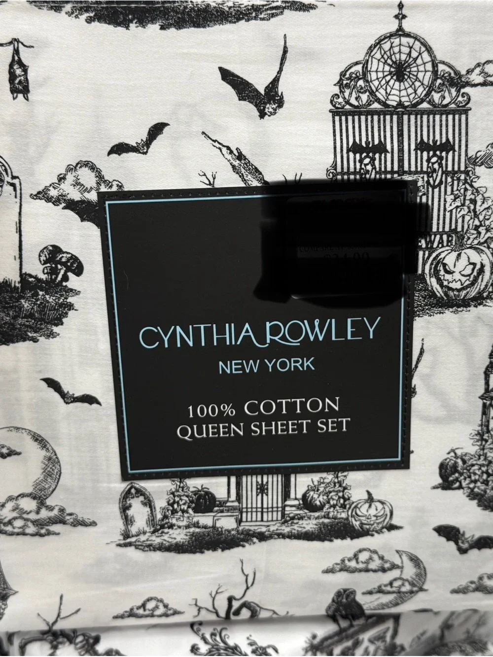 Cynthia Rowley Queen Sheet Set - Black and White Cotton